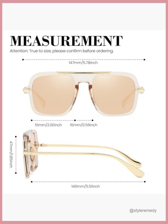 Square Sunglasses with Gold Frame, UV Protection for Driving and Daily Wear main image 4